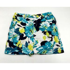 St Johns Bay Womens Skort Skirt Floral Pockets Multicolored Cotton Blend 10
